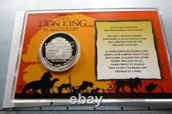 Lion King Disney Mufasa 5th Anniversary 1999 Release 999 Silver Coin Coa 6lk9