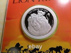 Lion King Disney Mufasa Simba 1994 Movie Rare 999 Silver Coin Coa Sharp Case #b