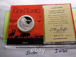Lion King Disney Mufasa Simba 1994 Movie Rare 999 Silver Coin Coa Sharp Case #b