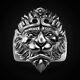 Lion King Men's Ring Biker Animal Statement Solid 925 Sterling Silver Size N-v