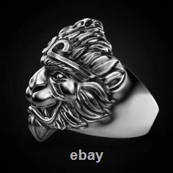 Lion King Men's Ring Biker Animal Statement Solid 925 Sterling Silver Size N-V