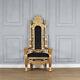 Lion King Throne Chair Gold Leaf Frame With Black Velvet Upholstery