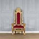 Lion King Throne Chair Gold Leaf Frame With Wine Red Velvet Upholstery