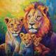 Lion King Of The Jungle Oil Art Luxury Canvas Wall Picture Print Colourful