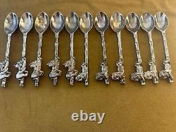 Lot Of 11 Disney Kellogg's Silver plated Cereal Spoons Lion King Mufasa Simba