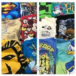 Lot Of 12 Mens T Shirts Disney Marvel Mickey Warner Bro Superman Lion King VTG