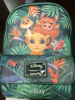 Loungefly Disney Lion King Backpack With Matching Wallet NWT timon, Simba, Pumba