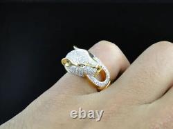 Men's Lion King Pinky Finger Ring 3CT Moissanite/D 14K Yellow Gold Plated Silver