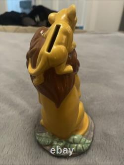 Rare Disney Lion King Mufasa And Simba Ceramic Money Box Piggy Bank