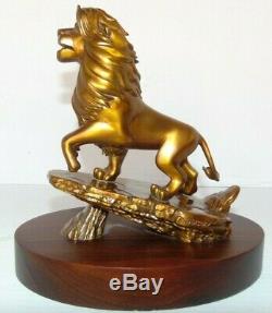 Rare Disney The Lion King Simba Bronze 20 Year Service Statue On Wooden Base
