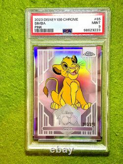 SIMBA Lion King PINK REFRACTOR # /399 PSA 9 SP CARD 2023 Topps Chrome DISNEY 100