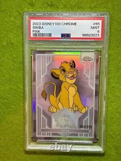 SIMBA Lion King PINK REFRACTOR # /399 PSA 9 SP CARD 2023 Topps Chrome DISNEY 100