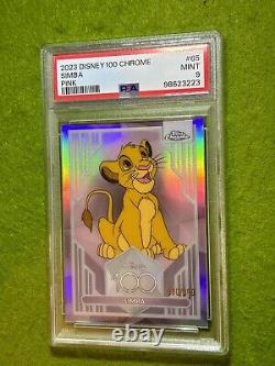 SIMBA Lion King PINK REFRACTOR # /399 PSA 9 SP CARD 2023 Topps Chrome DISNEY 100