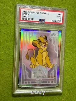 SIMBA Lion King PINK REFRACTOR # /399 PSA 9 SP CARD 2023 Topps Chrome DISNEY 100