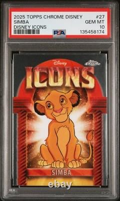 Simba 2025 Topps Chrome Disney Icons #27 Psa 10 Gem Mint Lion King