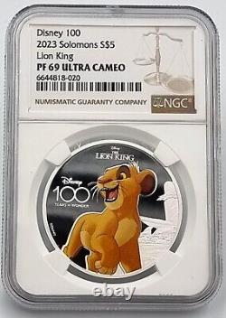 Solomon Islands 100 YEARS Disney Lion King 1 oz Silver 2023 NGC PF69 UCA