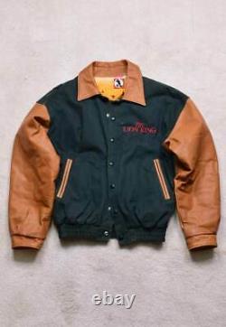 Super Rare Vintage 90s Disney Lion King Leather Denim Jacket Size Large