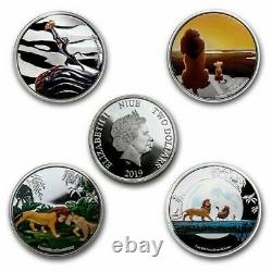 The Lion King Set Of 4 One Oz Coins, Lion King Display Bos 4 Oz. 999 Silver Auth