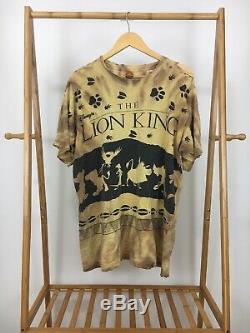 VTG The Lion King Disney Jerry Leigh All Over Print Distressed T-Shirt Size XL