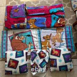 Vintage 90s Disney Lion King 2 pillows Dust Ruffle 2 pillow cases Comforter