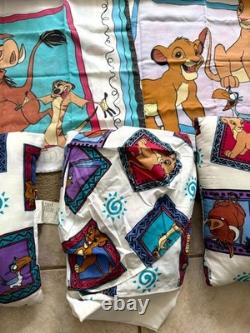 Vintage 90s Disney Lion King 2 pillows Dust Ruffle 2 pillow cases Comforter