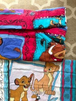 Vintage 90s Disney Lion King 2 pillows Dust Ruffle 2 pillow cases Comforter