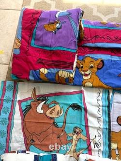Vintage 90s Disney Lion King 2 pillows Dust Ruffle 2 pillow cases Comforter