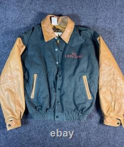 Vintage 90s Disney Lion King Simba Jacket Mickey Inc L Leather Sleeve Rare