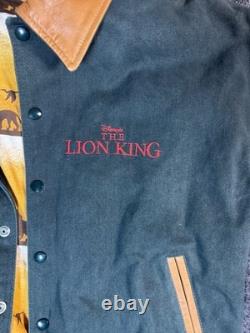 Vintage 90s Disney Lion King Simba Jacket Mickey Inc L Leather Sleeve Rare