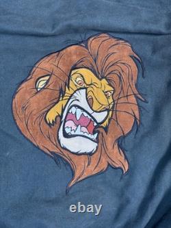Vintage 90s Disney Lion King Simba Jacket Mickey Inc L Leather Sleeve Rare