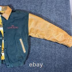 Vintage 90s Disney Lion King Simba Jacket Mickey Inc L Leather Sleeve Rare