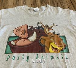 Vintage 90s Disney Store The Lion King Party Animals T-Shirt Size OSFA