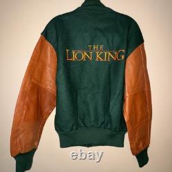 Vintage Disney Lion King Animation Crew Leather Wool Jacket Size Small