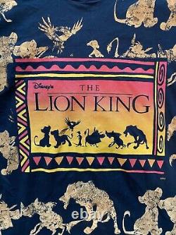 Vintage Disney Lion King Shirt Men's Black Yellow All Over Print XL. Official