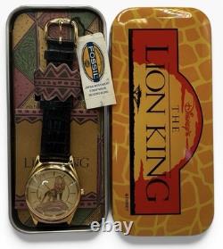Vintage Disney Store Lion King Gold Tone Fossil Watch Adult Simba New Battery