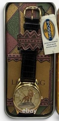 Vintage Disney Store Lion King Gold Tone Fossil Watch Adult Simba New Battery