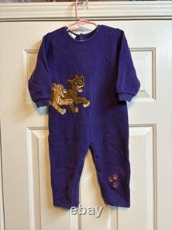 Vintage Disney The Lion King Romper One Piece Suit Baby 24M Purple Simba Sweat