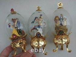Vintage Franklin Mint Walt Disney Footed Egg Set Aladdin Lion King Cinderella