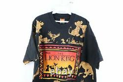 Vtg 90s Disney The Lion King Mens XL OSFA All Over Print Spell Out T-Shirt USA