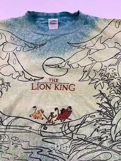 Vtg 90s The Lion King Movie T Shirt Simba Nala Disney Size Large XL Embroidered