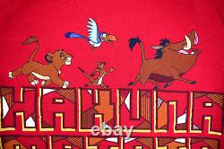 Vtg Disney Lion King Raglan Sweatshirt Shirt Hakuna Matata Red Simba Pumba Timon