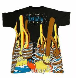 Vtg Mickey Mouse Fantasia Disney T Shirt 90s All Over Print Aladdin Lion King XL