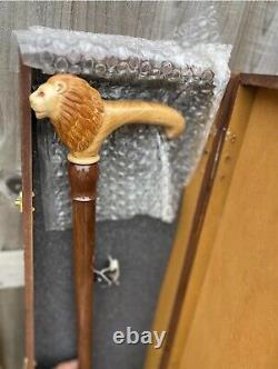 Walking Cane for Men Lion King Design Fashionable Wood Canes for Men