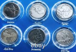 Walt Disney Complete 24 Silver Coins Collectors Set Frozen, Lion King & More
