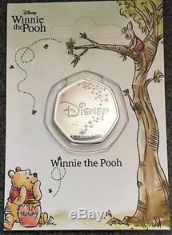 Winnie The Pooh 50p coin plated in Silver under official Disney license colour