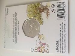 Winnie The Pooh 50p coin plated in Silver under official Disney license colour