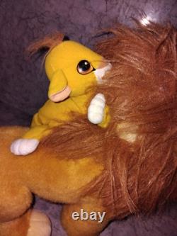 1993 Mattel Disney Le Roi Lion MUFASA et BABY SIMBA avec son jouet en peluche douce