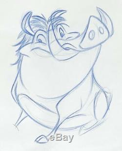 1994 Rare Disney Le Roi Lion Pumbaa Production Originale Animation Dessin Cel