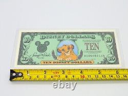 1997 Disney Dollars Simba Lion King 10 $ 25e Anniversaire Wdw Mikey Très Bon
