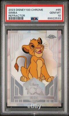 2023 Disney Topps Chrome SIMBA #65 Réfracteur PSA 10 GEM MINT SP ROI LION